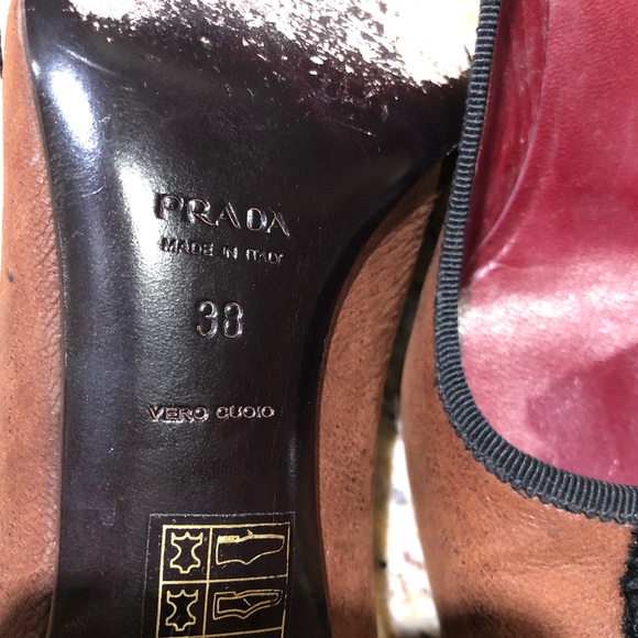 Prada Brown Black Pointed Toe Sequin Stud Rhinestone Embellished Pumps 38 - Picture 9 of 11